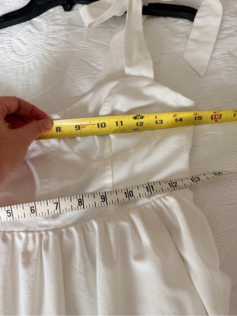 Lulus S  Linen Blend Tie Strap Corset Mini Dress Tiered White Bridal Cottagecore